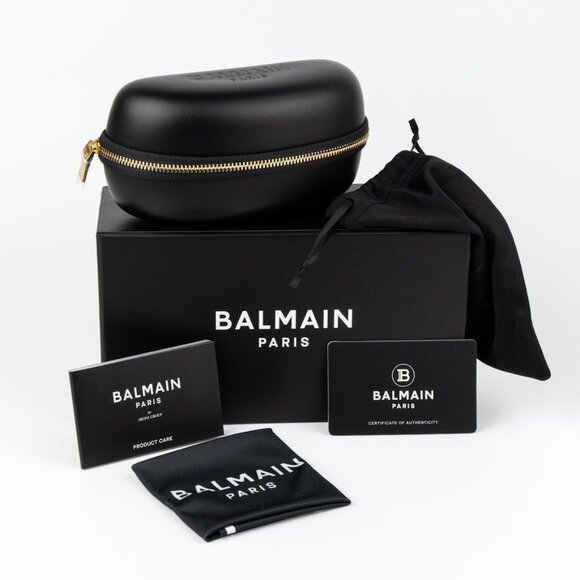 Balmain Women Sunglasses Titanium Black Gold Grey Gradient Wraparound B-ESCAPE - Picture 15 of 15